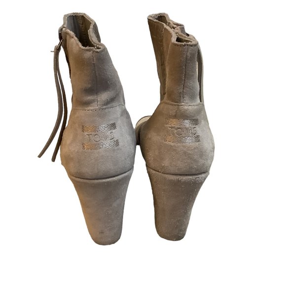 TOMS Beige Suede Side Zip Wedge Heel Bootie -SIze 10 - Picture 2 of 9